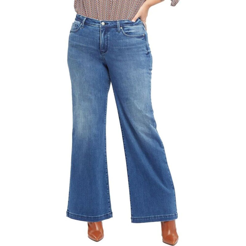 NYDJ Blue Wide-Leg Flare Jeans